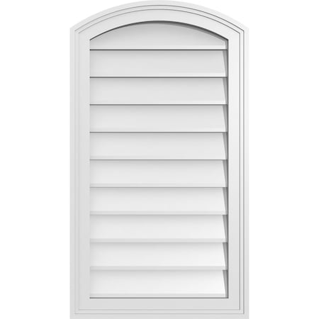 Arch Top Surface Mount PVC Gable Vent: Functional, W/ 2W X 1-1/2P Brickmould Frame, 18W X 32H